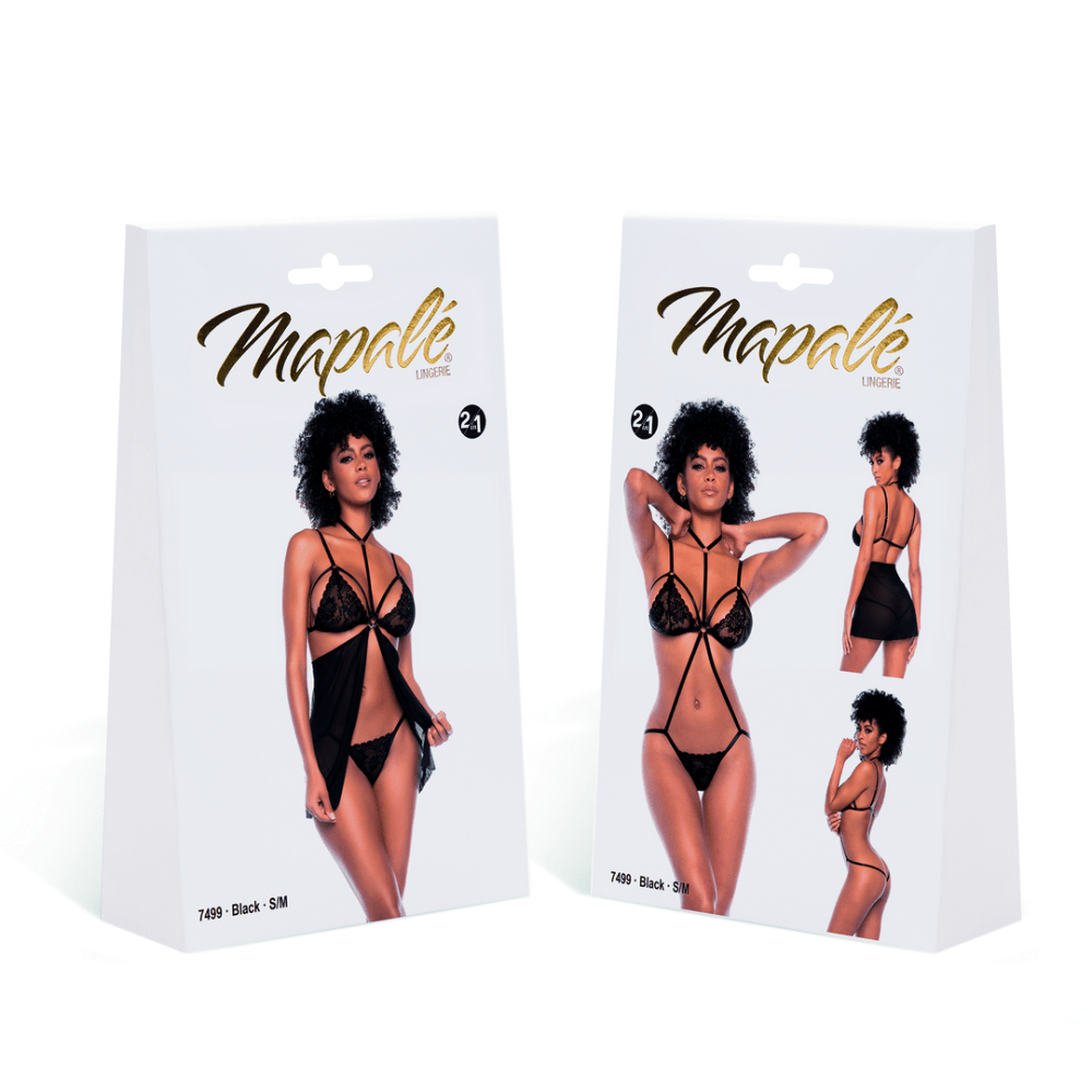 Mapalé 2-in-1 Babydoll en Teddy Zwart Maat L/XL