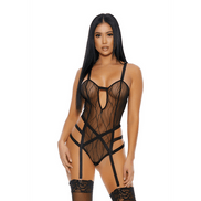 Forplay See You Peeking Mesh Teddy zwart maat M met plooibandjes
