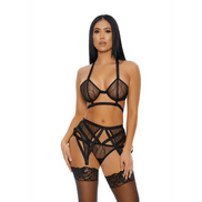 Forplay Come See Me Mesh Lingerie Set | Maat XL Zwart