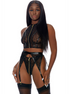 Forplay I Heart You Lingerie Set 3-piece | Size XL Black