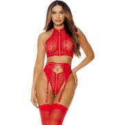Forplay I Heart You Lingerie Set 3-piece | Size XL Red