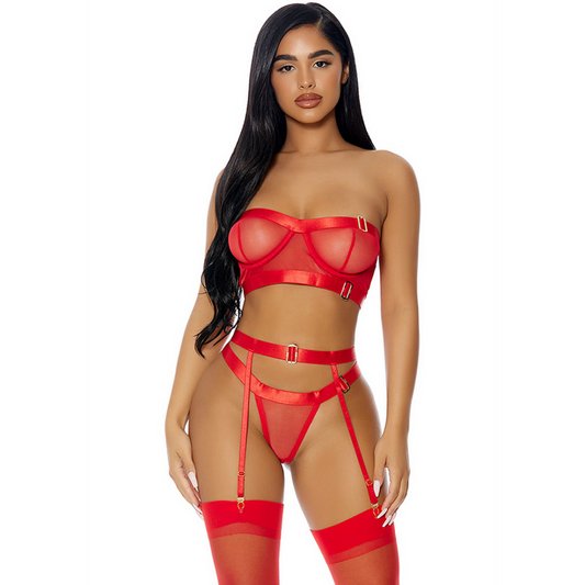 Good As Gold Lingerie Set - S - Red | Forplay