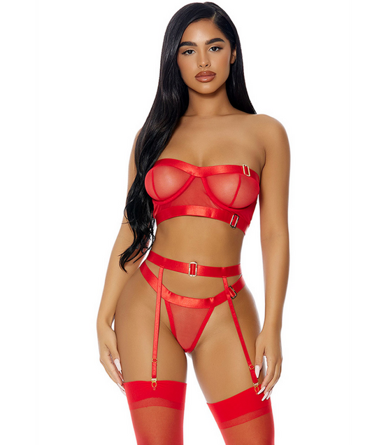 Good As Gold Lingerie Set - XL - Red | Forplay