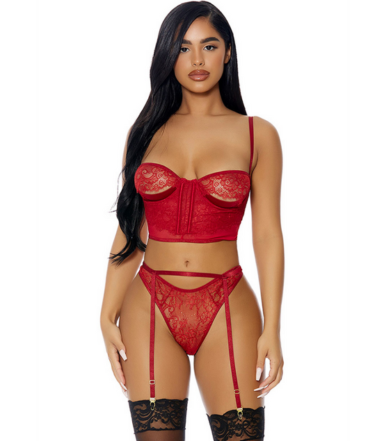 Peek Inside - Lingerie Set - XL - Red | Forplay