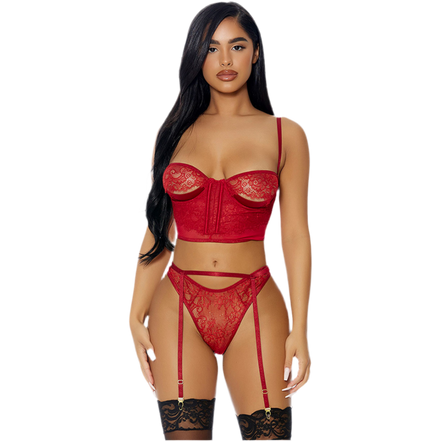 Peek Inside - Lingerie Set - XL - Red | Forplay