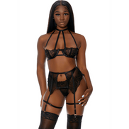 Forplay In Full Bloom Dessous-Set Schwarz Größe S