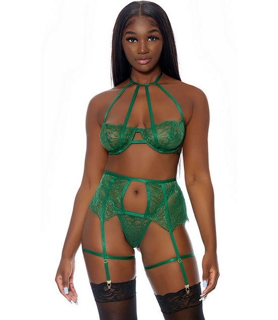 In Full Bloom - Lingerie Set - L - Green | Forplay