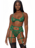 Forplay Blooming Season 3-Piece Lingerie Set Green size S