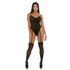 Forplay Nightly Hook Up teddy zwart, maat XL, vooraanzicht, flatterende pasvorm met bandjes en mesh detail