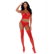 Forplay Ring Me Up Set Maat M | Sheer Mesh Bustier & O‑Ring Lace‑Up