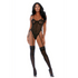 Forplay Make It Ring teddy zwart, maat XL, vooraanzicht, transparante mesh, ringdetail, kousenlook benen