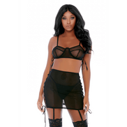 Forplay Put O-ring On It Lingerie Skirt Set | Maat S Zwart