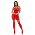 Forplay Sheer Intimacy mesh bustier set rood maat S, transparant bustier met bijpassende slip