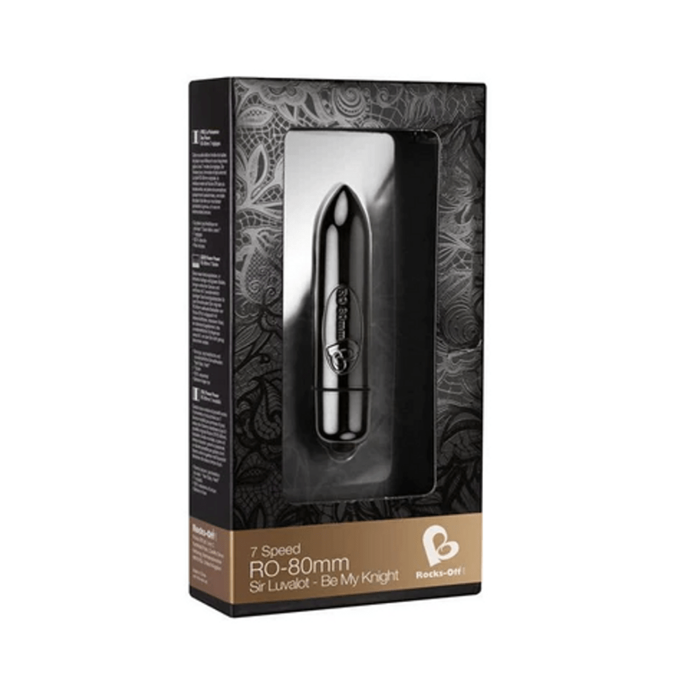 Rocks-Off bullet vibrator 80 mm verpakking, zwart doosje met 7 snelheden