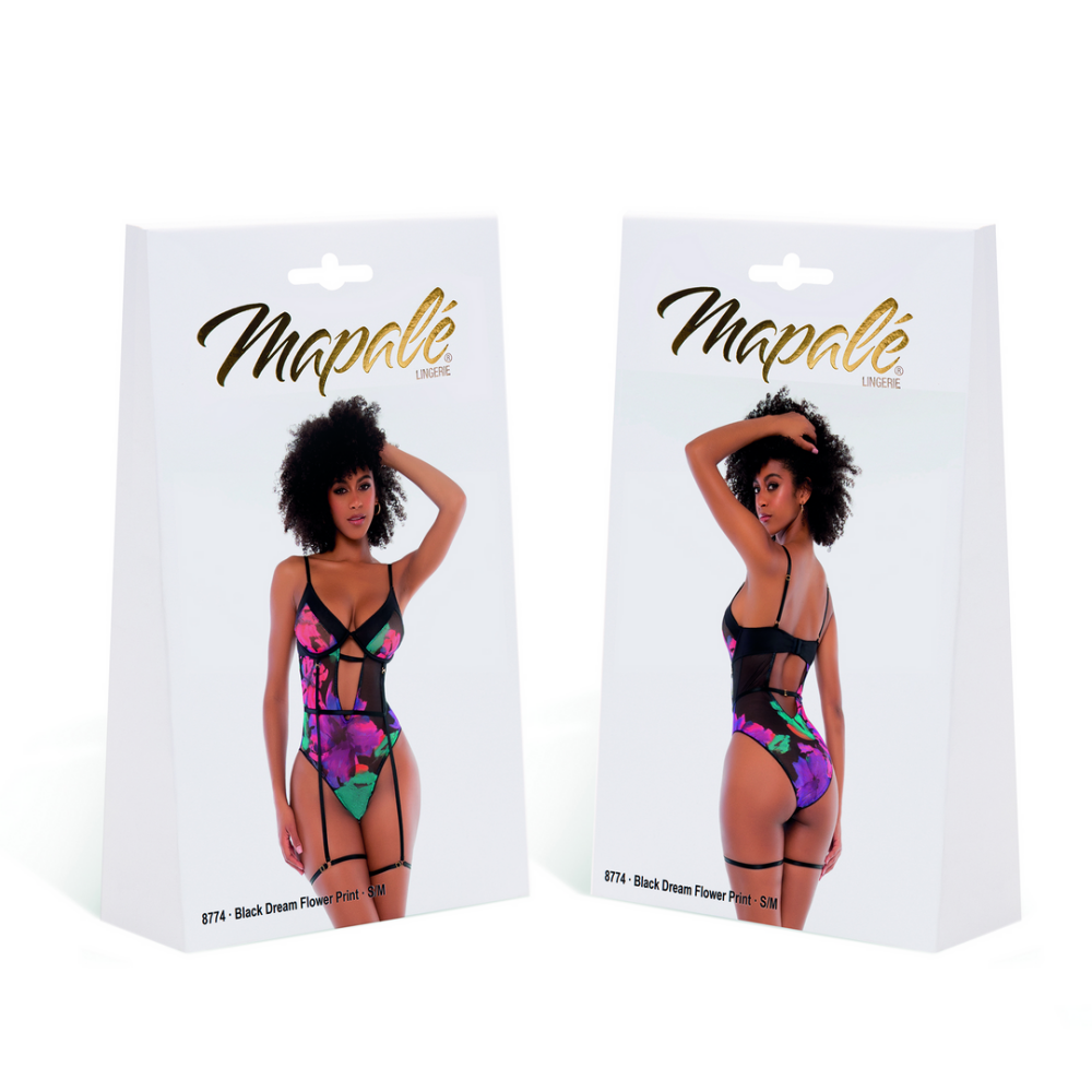 Mapalé Teddy in size L/XL | Black Dream Flower Print