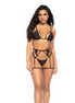 Mapalé Three-Piece Set Black S/M | Mesh Triangle &amp; Suspender Belt