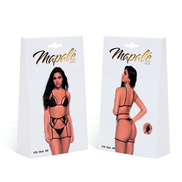 Mapalé Drie‑Delige Set Zwart S/M | Mesh Triangel & Jarretelgordel