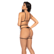 Mapalé Drie‑Delige Set Zwart S/M | Mesh Triangel & Jarretelgordel