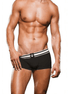 Man draagt Prowler boxershort trunk maat XXL in zwart met witte tailleband en logo, vooraanzicht