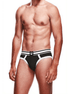 Prowler heren brief slip zwart-wit maat L, gespierde man van voren in strakke onderbroek