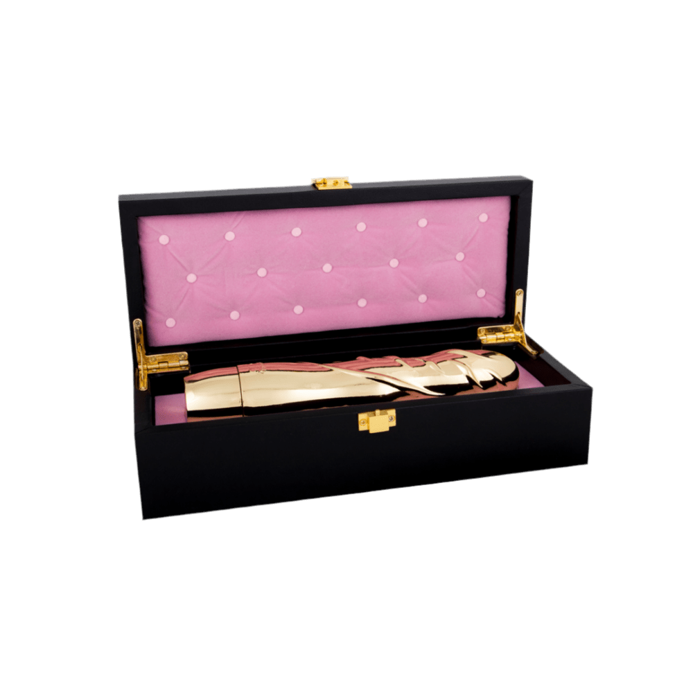 Opis 18K gouden vibrator in luxe roze etui, limited edition, cadeauverpakking