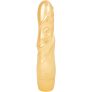 Opis vibrator 18K goud, luxe silicone, productfoto op witte achtergrond