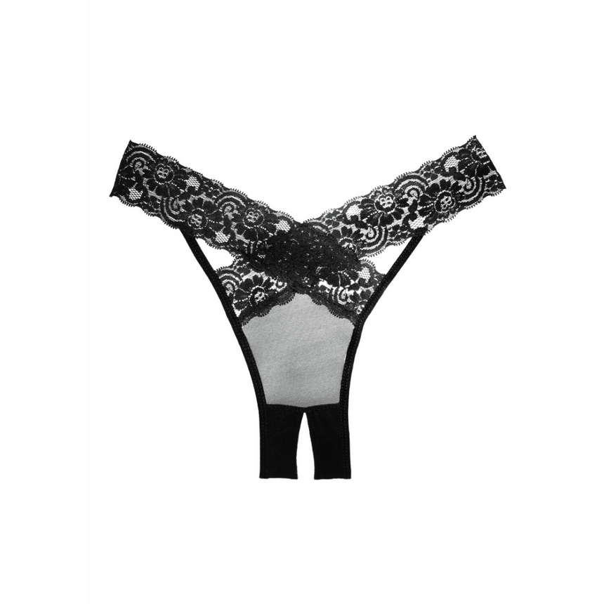 Allure Desire slip open kruis, zwart, productfoto voorzijde met bandjes, One Size