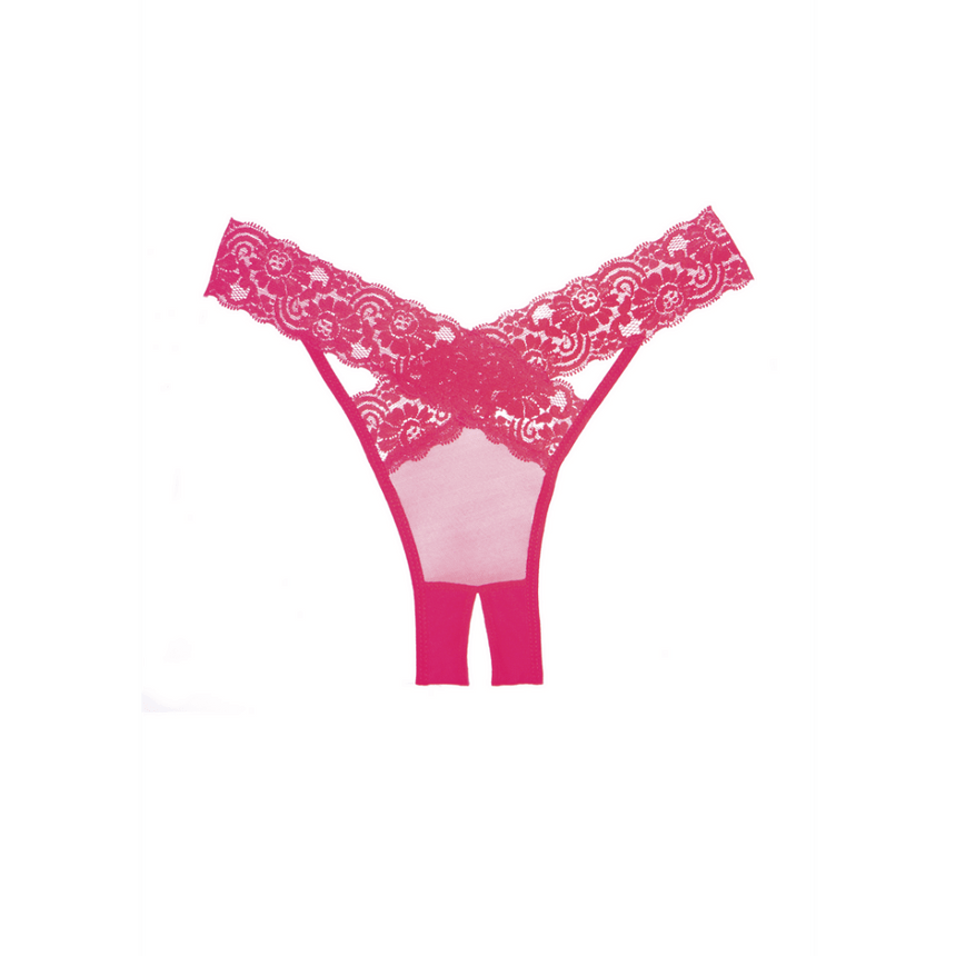 Allure Desire open kruis string warm roze, one size, productafbeelding met elegante bandjes en open kruis detail
