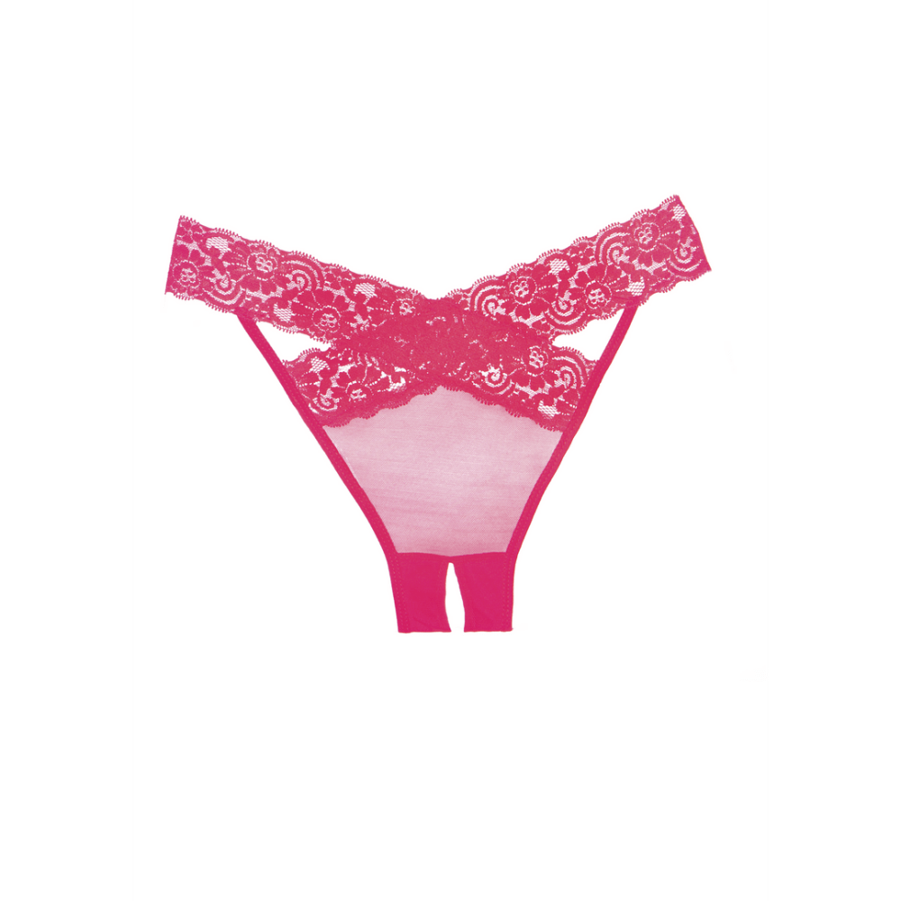 Allure Desire ouvert string warm roze, one size, minimalistisch design, zachte look, lingerie close-up