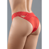 Allure Desire rode open kruis string one size, achteraanzicht op model, smalle bandjes, sensuele pasvorm.