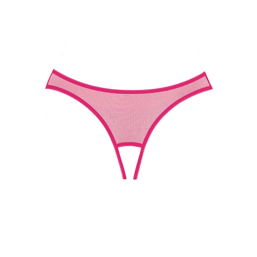Allure Exposé open kruis slip warm roze one size, productillustratie string met kant en open kruis