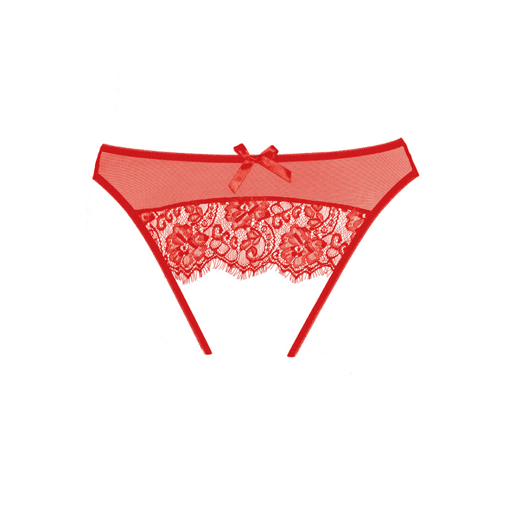 Allure Exposé open kruis slip rood, One size, rood kant met open kruis, fijne afwerking en speelse uitsnede