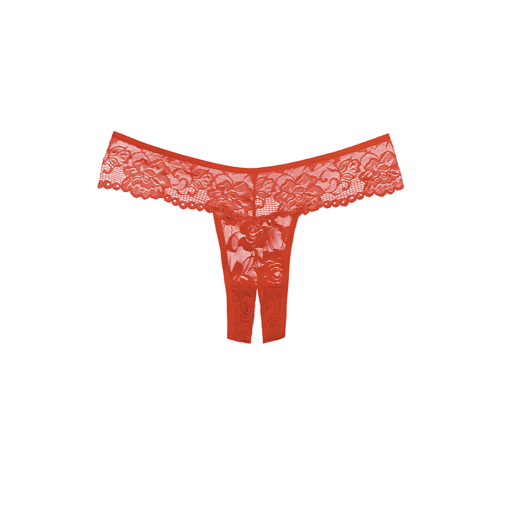 Rode open kruis string one size, Allure Chiqui Love, kanten slip met open kruis, productafbeelding
