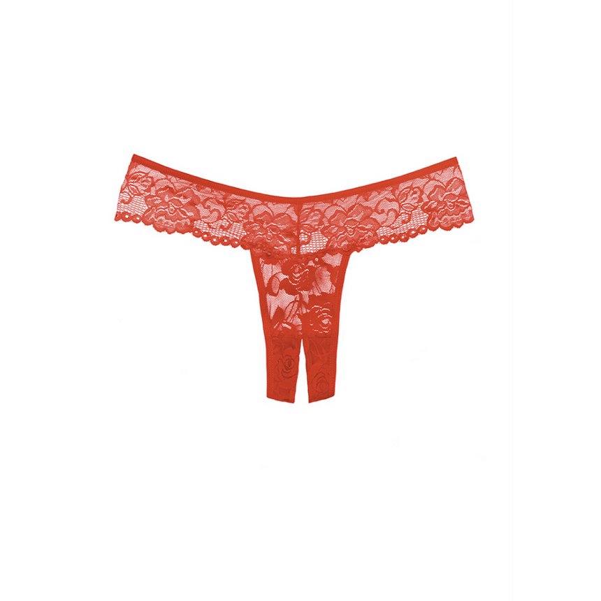 Rode open kruis string one size, Allure Chiqui Love, kanten slip met open kruis, productafbeelding