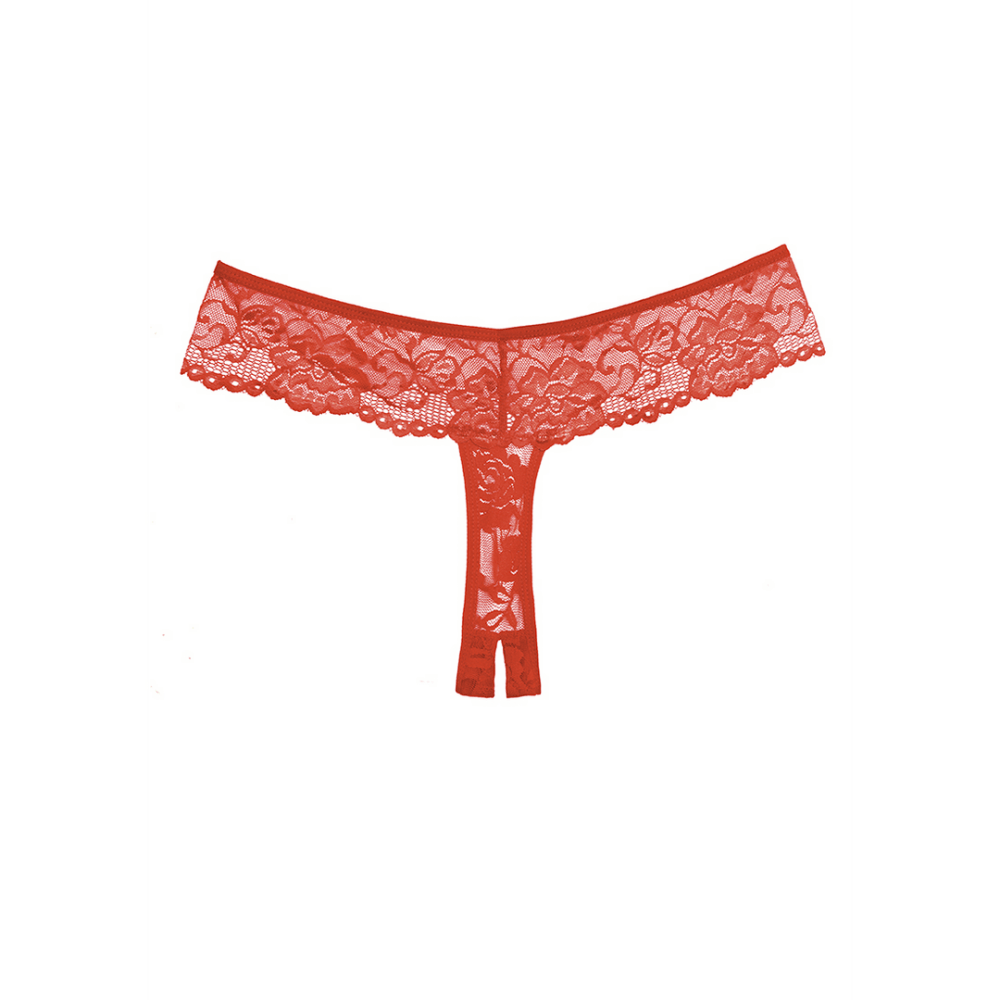 Allure Chiqui Love rode open kruis string one size, sexy kanten string, minimalistische pasvorm, itemfoto