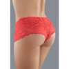 Allure Candy Apple open kruis slip one size rood, rood kanten broekje, achterkant op model