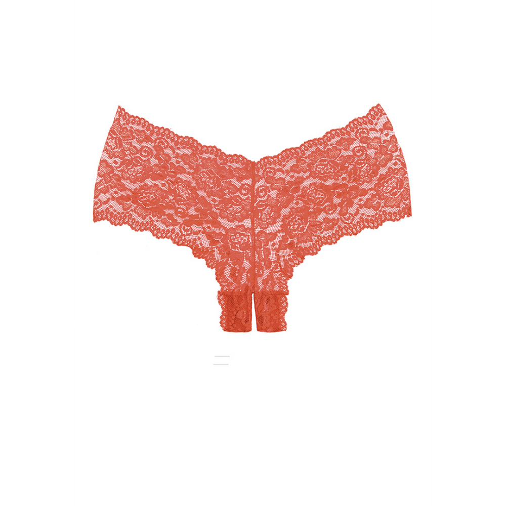 Allure Candy Apple open kruis slip one size rood, productfoto vooraanzicht, rood kant met fijn patroon