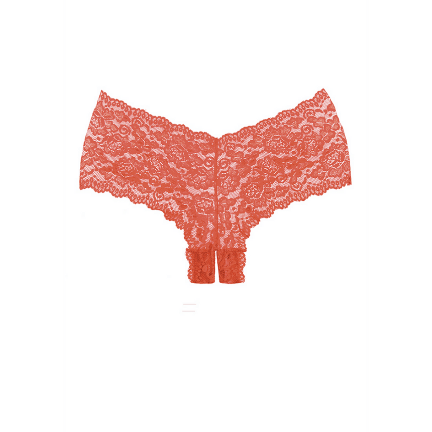 Allure Candy Apple open kruis slip one size rood, productfoto vooraanzicht, rood kant met fijn patroon