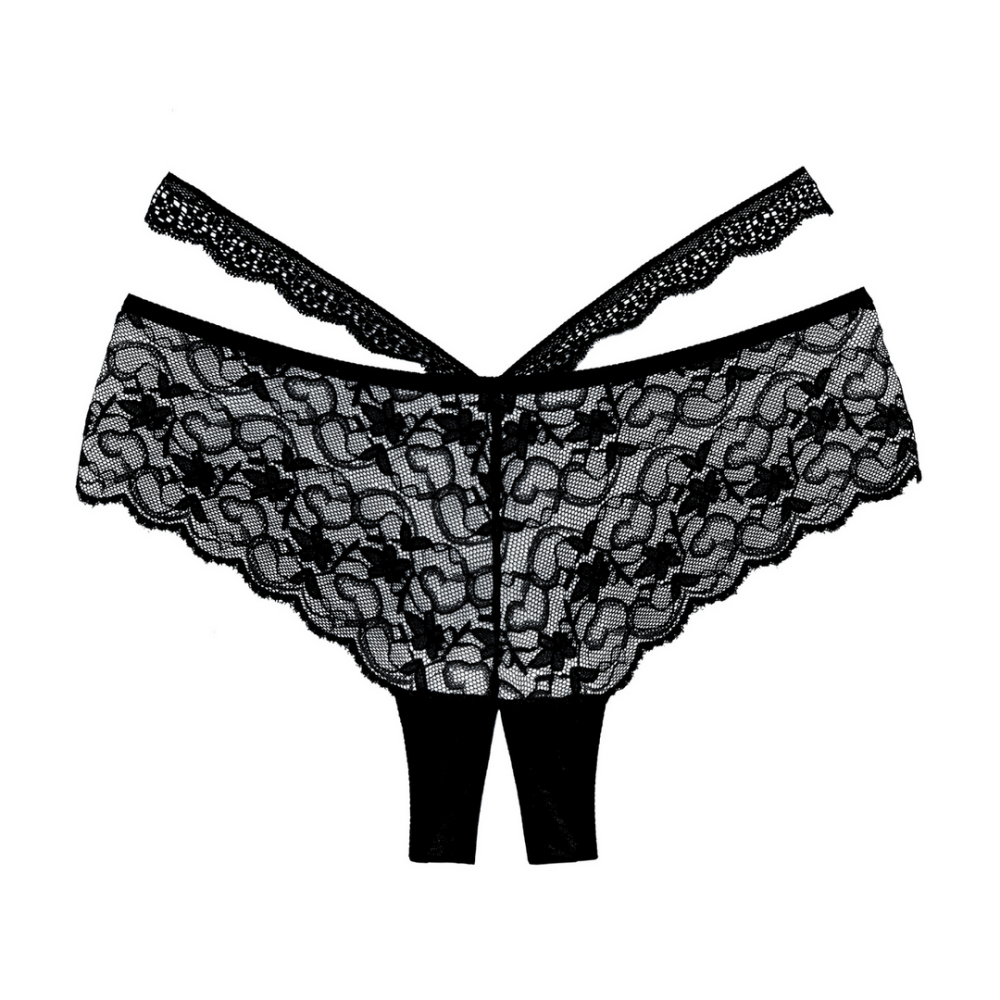 Productafbeelding, Allure open kruis slip one size zwart, kanten voorkant en verstelbare bandjes, ouvert slip