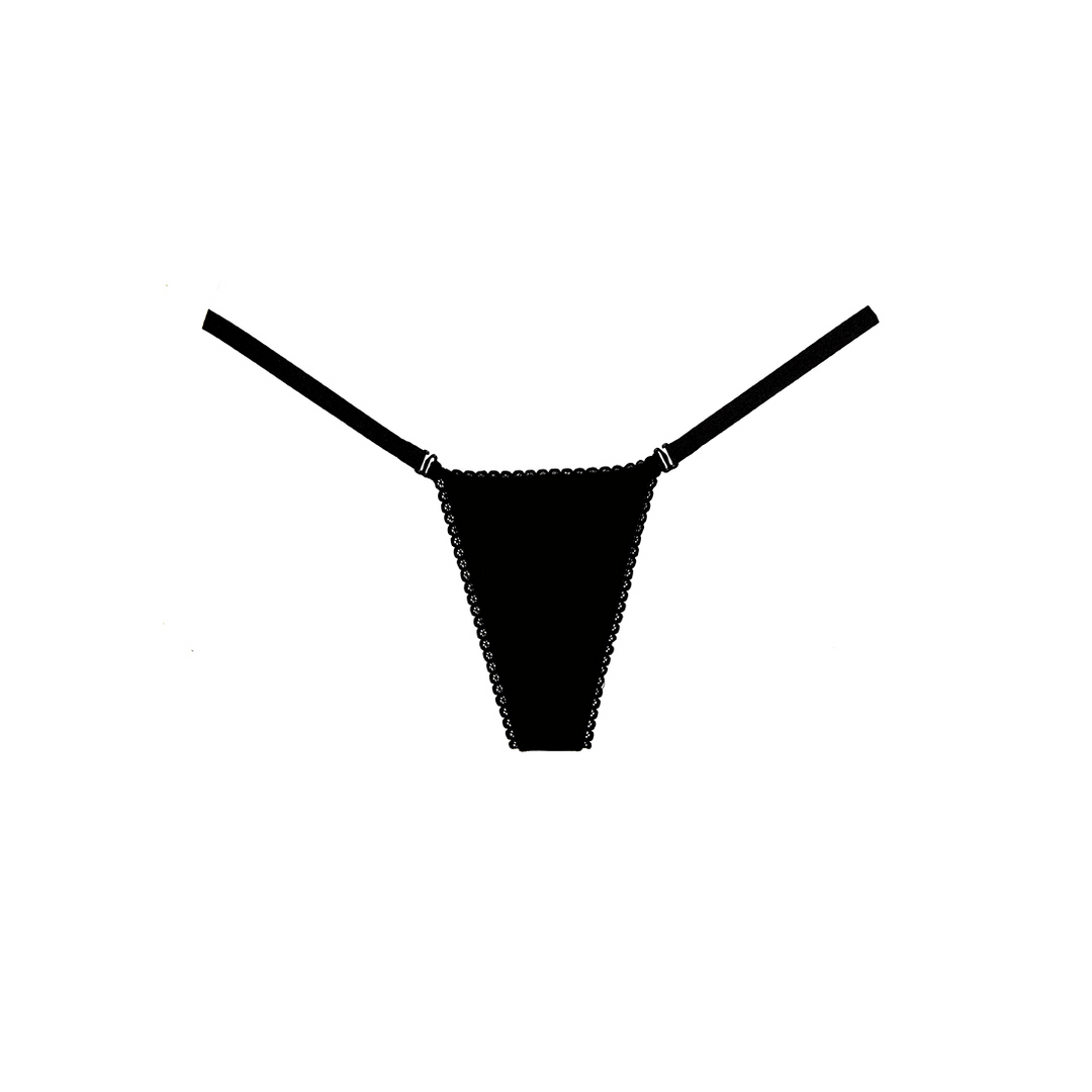 Allure velvet g-string one size zwart, detailafbeelding, klassieke zwarte g-string met fluweel look en clean design