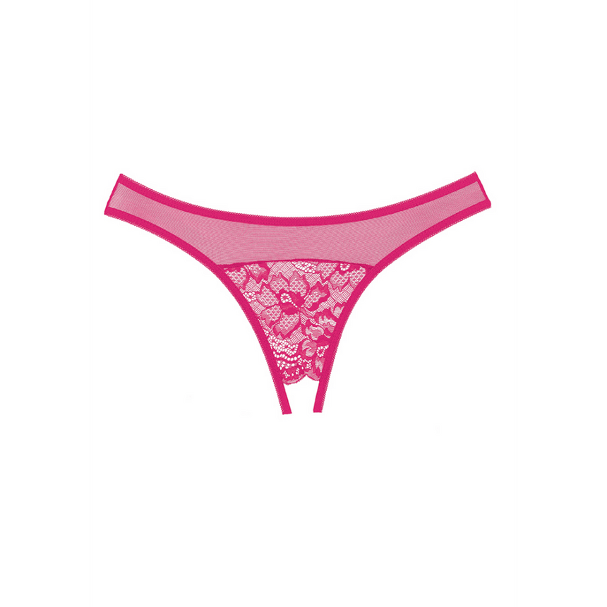 Allure open kruis string one size warm roze, kanten slipje met open kruis, productfoto vrijstaand