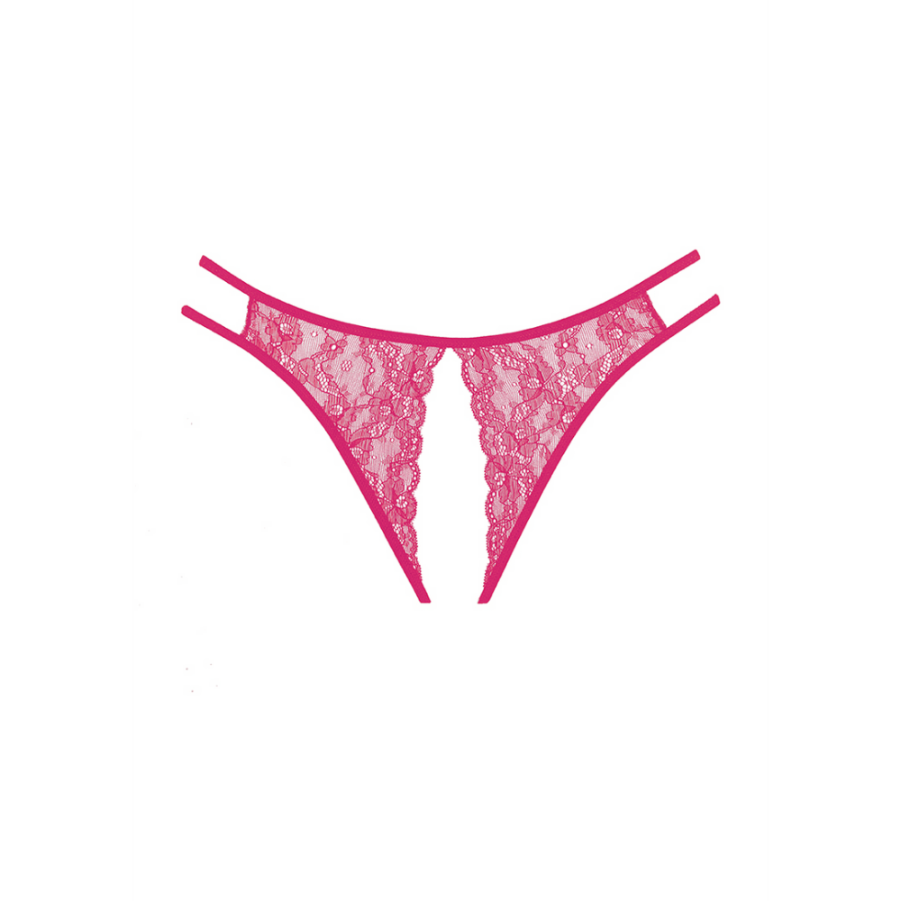 Allure Sweet Honey slip one size warm roze, kanten stringmodel met fijne V-vorm en minimalistische bandjes