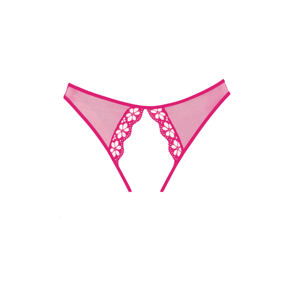Allure Mirabelle open achterkant string warm roze one size, productfoto achterzijde met uitgesneden kant