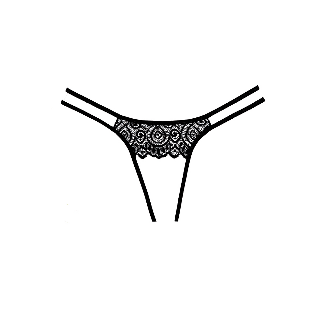 Allure Lovestruck open achterkant string zwart one size, productfoto achterzijde met uitgesneden design