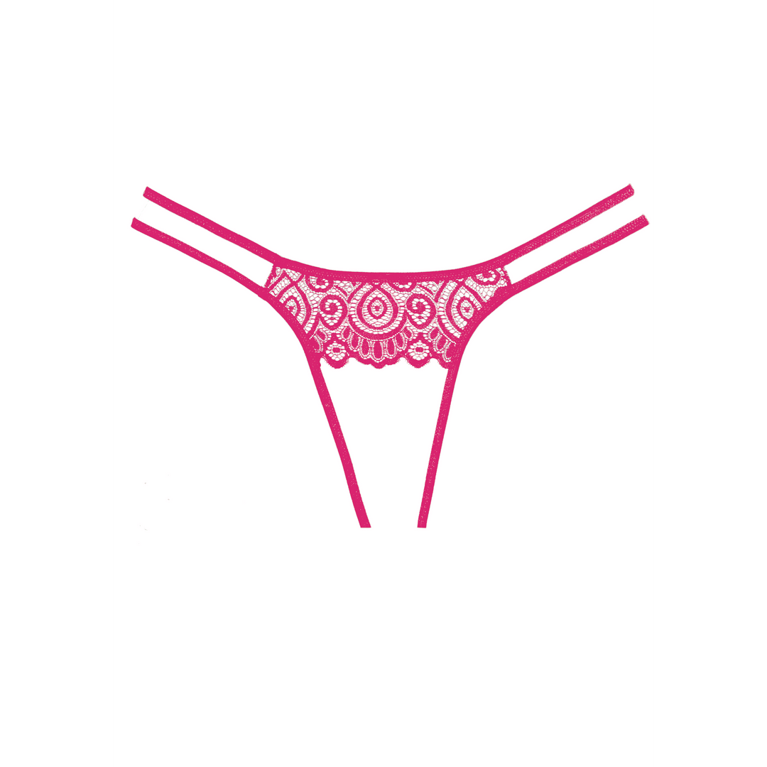 Allure Lovestruck open achterkant string one size warm roze, productfoto achterzijde met uitgesneden detail