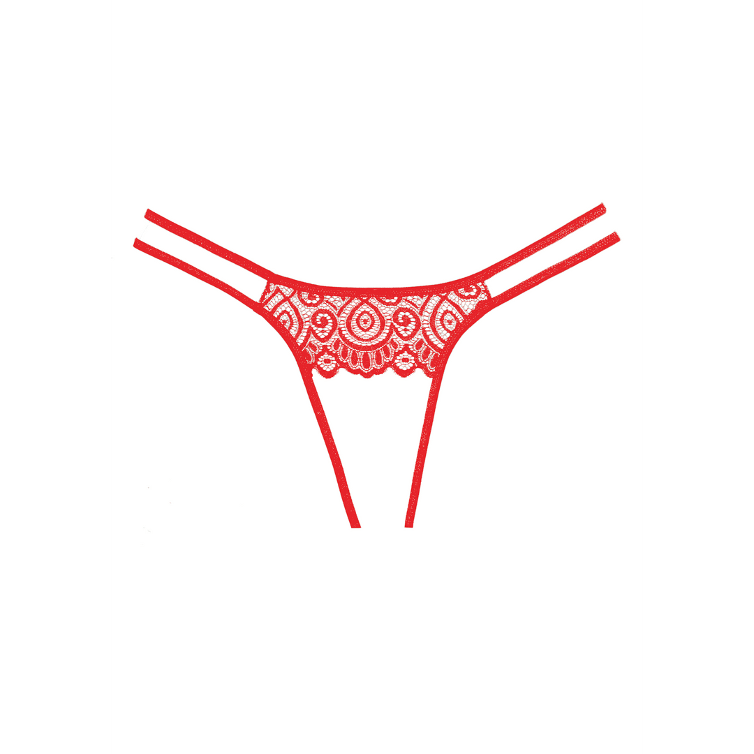 Allure Lovestruck rode open slip met kanten middenstuk en dubbele tailleband, productweergave op witte achtergrond
