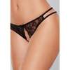 Allure open lace slip dubbele zijkanten one size zwart, schuin vooraanzicht met kant en dubbele zijbandjes
