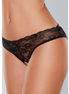 Allure Lace Thong with Open Crotch and Cross Straps One Size | Black