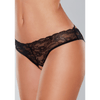 Allure open kruis kantstring one size zwart, vooraanzicht met zwarte kant en lage heupband
