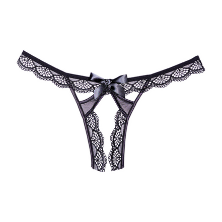 Allure Kant en Mesh Open Panty | One Size Sexy Lingerie Zwart